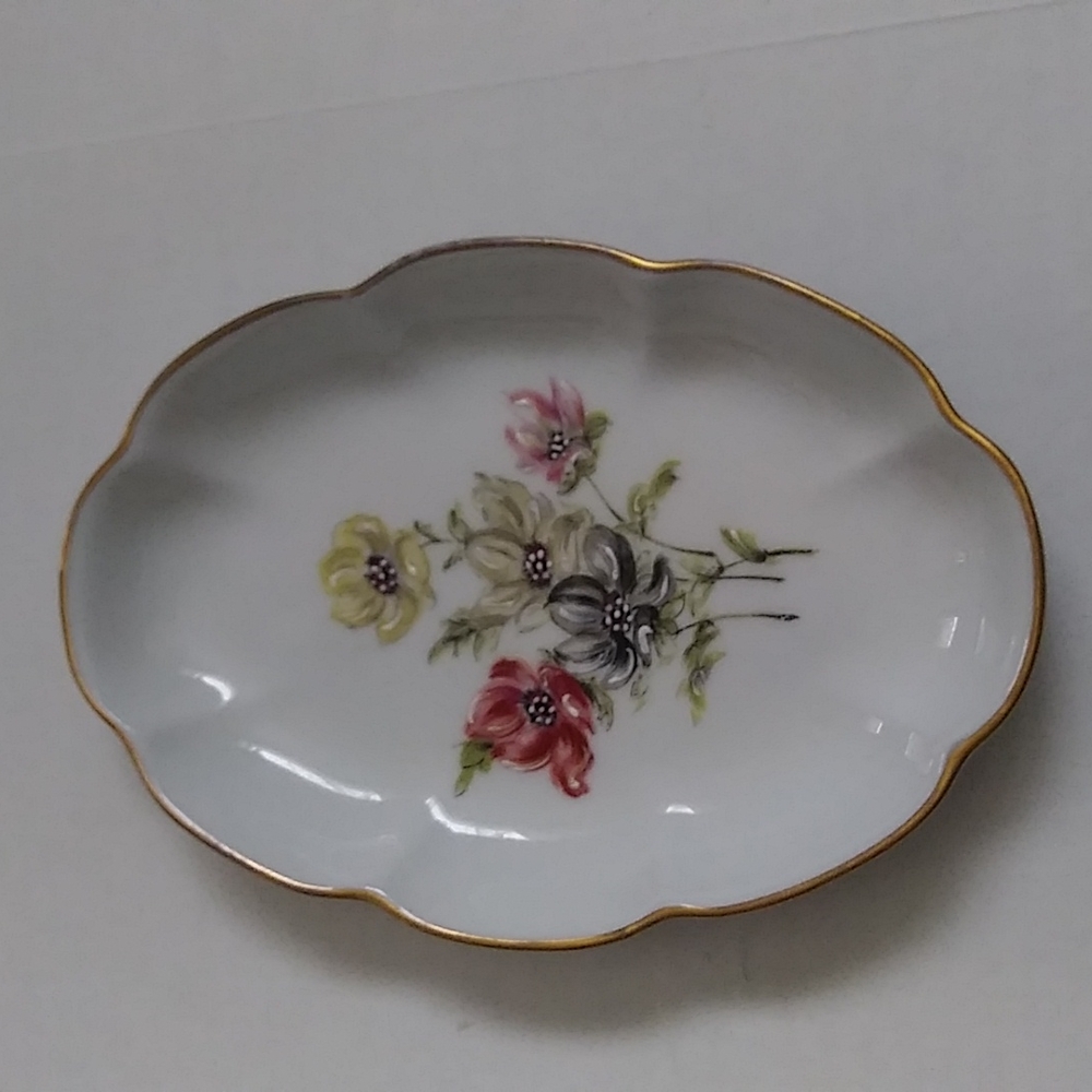 Limoges France Porcelain Floral jewelry Tray